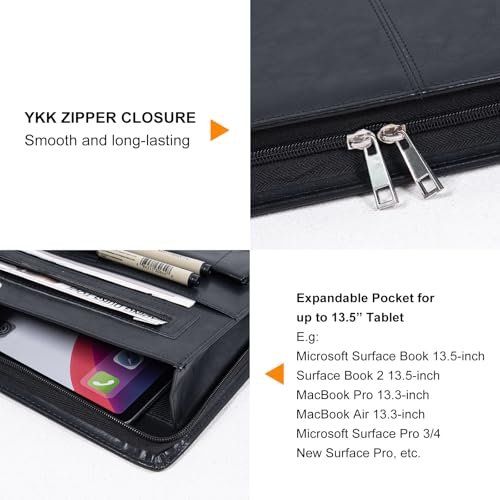 AZXCG Fichário de portfólio, portfólio de couro para homens, padfólio para mulheres, pasta de couro,