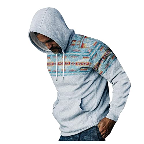 Hoodies for Men Pullover Mens Novelty Color Block Hoodies Cozy Sports Hoodies Outwear Sweater