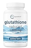 Micro Ingredients Glutathione 1,000mg, 120 Veggie Capsules | Extra Strength Reduced Glutathione + Active Antioxidant Form | Liver Health & Immune Support Supplement | Non-GMO, Gluten Free, Vegan