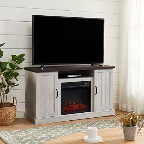 Edyo Living Rustic Farmhouse Electric Fireplace Tv Stand Media Center Storage Television Console Shelves Entertainment Center With Remote Control For 55" Tvs Gray #TOP1