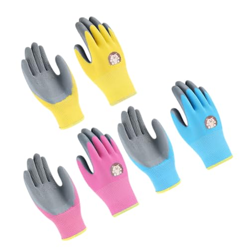 OFFSCH Child's Garden 3 Pairs Safe Comfortable Cut-resistant for Gardening Weeding Planting