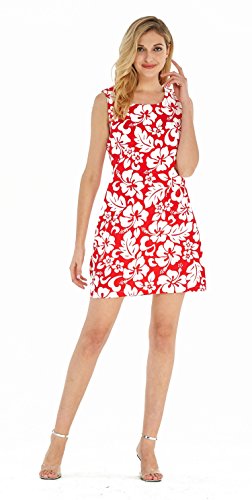 Image of Matchable Couple Hawaiian Luau Men Shirt or Women Tank Dress in Classic Vintage Hibiscus
