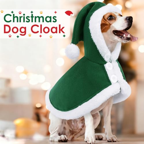 Capa Navideña para Perro AOFITEE con Gorro Verde miniatura 6