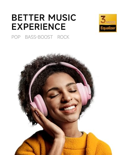Image of Picun B8 Headphones Wireless Bluetooth, 120H Bluetooth Headphone Over Ear with 3EQ Music Modes, Hands-Free Calls, Deep Bass Headphones for Travel Home Office Cellphone PC (Pink)