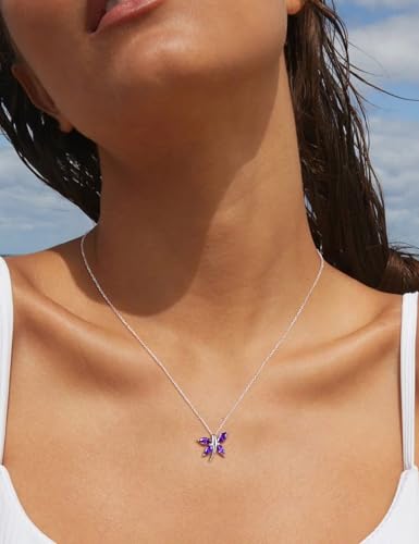 Dainty Dragonfly Necklace 14K Gold Plated/Sterling Silver Birthstone Necklaces for Women Gemstone Cute Dragonfly Pendant Necklace Dragon Fly Jewelry2