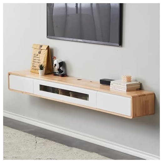 Schwebender TV Schrank aus Massivholz