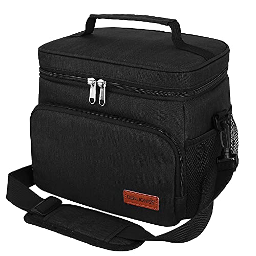 homchen Sac Isotherme, Panier Repas portable, Grand sac de Dejeuner pour le travail, l'école ou pique-nique, Taille 24 * 16 * 21CM (noir)