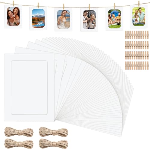 40 Stück Fotogirlande, Papier Bilderrahmen mit Schnur, Fotoleine mit...