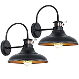 2 Packs Motion Sensor Outdoor Barn Lights - Dusk to Dawn Farmhouse Gooseneck Barn Light, 12in Large