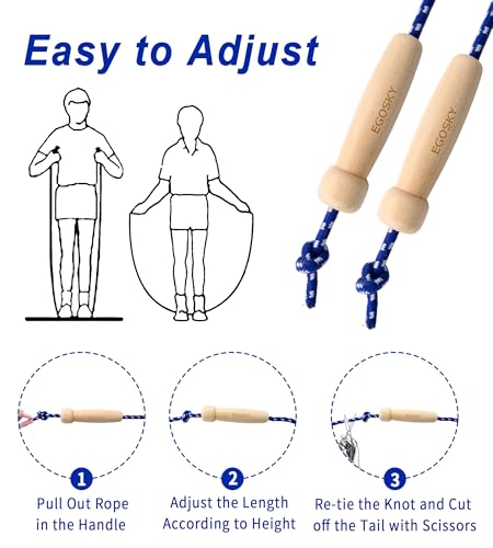 Jump Rope for Women Men Kids, EGOSKY Adjustable Wooden Handle Skipping Rope for Adult Boys Girls Fitness Exercise Outdoor Activity (Blue) - Image 6