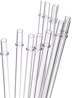 Dakoufish 6 Inch Reusable Thick Plastic Clear Drinking Straws for Short Mini 6oz-8oz Mason Jar Tumblers,Set of 12 Pcs Straws with Cleaning Brush (6inch