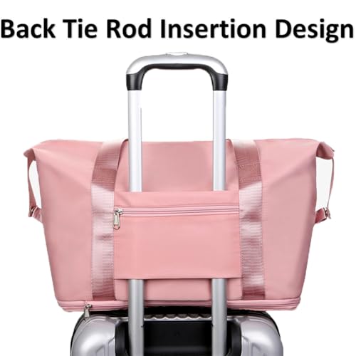 2024 New Travel Duffle Bag, High Capacity foldable Travel Duffel Bag Carry on Bag Gym Bag for Men and Women (One Size,Pink)