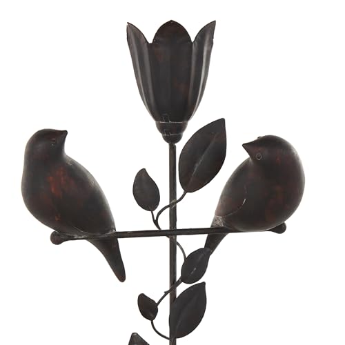 Escultura decorativa de pájaro polystone negra 7x6x14 in miniatura 4