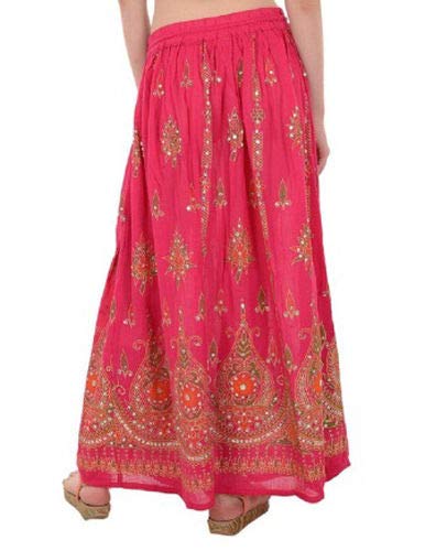 Radhy krishna fashions Tie Dye Yoga Trend Women's Sequined Crinkle Broomstick Gypsy Long Skirt (Pink)2