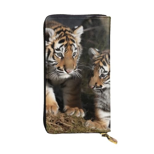 Portefeuille pour femme en cuir au design tigre de Sibérie de grande capacité