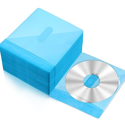 Harloon 200 Pcs CD DVD Sleeves Double Sided Plastic Clear Refill, Blue