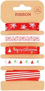 HONGCI 5 Styles 1M Christmas Grosgrain Ribbons BundleXmas Theme Ribbon Polyester Satin Ribbon Winter Holiday Fabric Ribbon for Wedding,Christmas Decorations,Gift Wrapping,Hair Band Sewing DIY Crafts