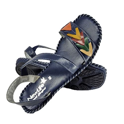 Sandalia Feminina Couro Confortavel Rasteirinha Artesanal Marinho 37