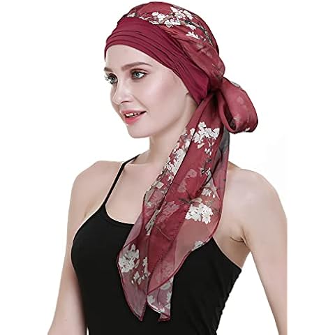 Women's Cancer Headwear Bamboo Scarf with Cap Compliments Head Wraps Chemo Turbans Cover