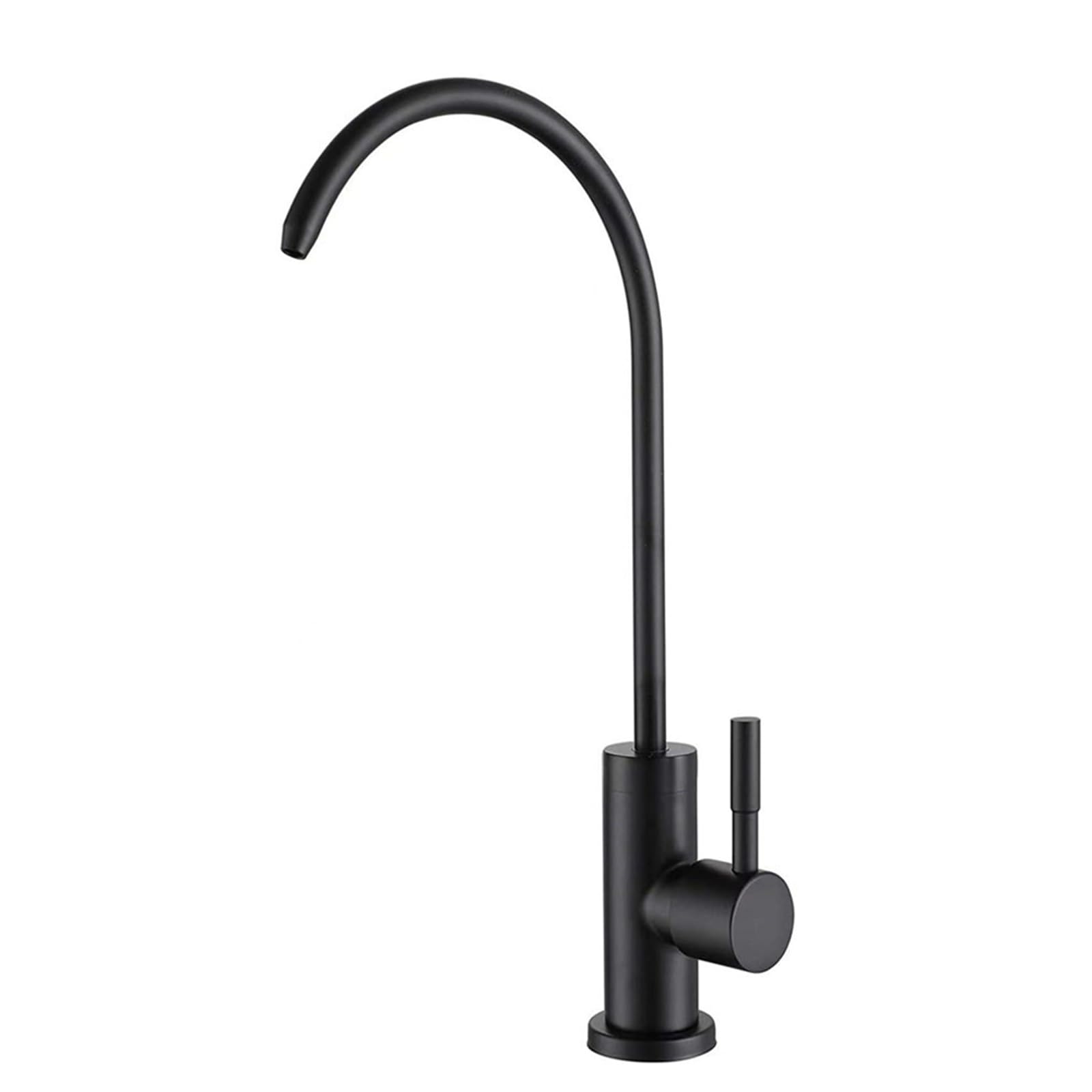 Faucet Kitchen Sink Tap with Filter Swan Neck Design Rotatable Single Handle Brushed Finish Pure Water Faucet (Black A)