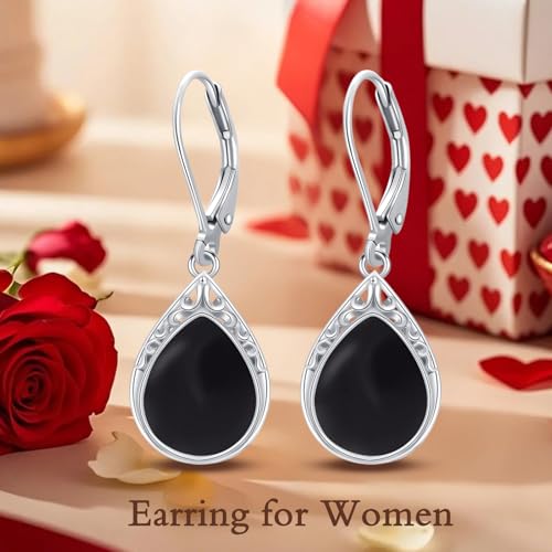 Teardrop Earrings for Women Celtic Filigree Drop Earrings Sterling Silver Leverback Jewelry Christmas Gifts for Women Mom4