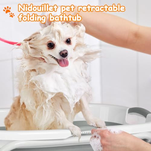 Nidouillet-Dog-Bath-Tub2-in-1-Dog-Washing-Station-Elevated-Professional-Collapsible-Foldable-Portable-Shower-Bathtub-Pet-Bath-Tubsfor-Small-Dogs-and-Cats-Bathroom-Outdoor-and-Pet-StoreGrey Nidouillet Dog Bath Tub2 in 1 Dog Washing Station Elevated Professional Collapsible Foldable Portable Shower Bathtub Pet Bath Tubsfor Small Dogs and Cats Bathroom Outdoor and Pet StoreGrey