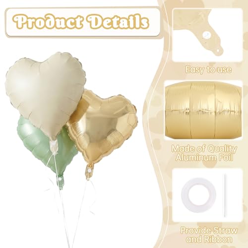 Image of 12 Pcs Colorful Heart Balloons,18 Inch Heart Foil Balloons Love Balloon Valentine Balloon for Birthday Party Wedding Engagement Party Baby Shower Valentine Day Decorations