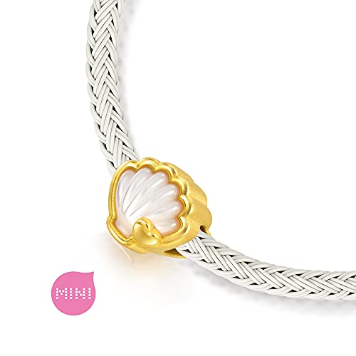 CHOW SANG SANG 999 24K Solid Gold Mother of Pearl Mini Charm Romantic Shell Bracelet for Women 92649C4