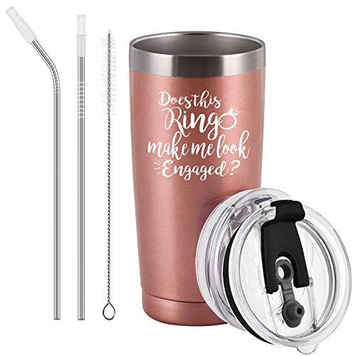🔥 Hot Deals Lifecapido Does This Ring Make Me Look Engaged Travel Tumbler with Lids, Engagement Gift Idea for Bridal Shower, 20oz Insulated Travel Tumbler Wedding Gift for Fiance Couple Newlyweds Bride, Rose Gold
