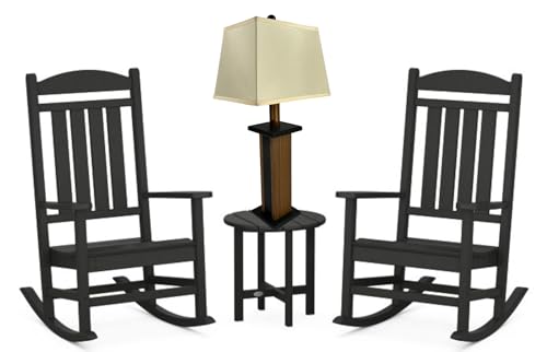 Green Mountain Live Edge Inc 2 Pack 26 Inch Tall Modern Rustic Farmhouse Battery Powered Table Lamp Textured Woodgrain Poly Lumber Cordless Indoor/Outdoor 3 Stage Dimmer + Auto-Off Timer thumb #4