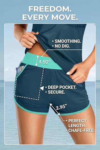 Image of Talisea Women 2 Piece Tankini Swimsuit with Pockets Boy Shorts Modest Bathing Suit Tummy Control Tank Top
