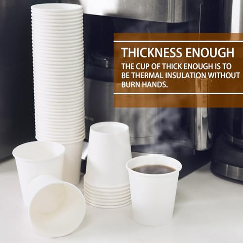 Vumdua 100 Pcs 6 oz Disposable Paper Cups, Hot Cold Beverage Drinking Cup for Coffee, Water, Tea, Juice, Espresso & Cortado (White)