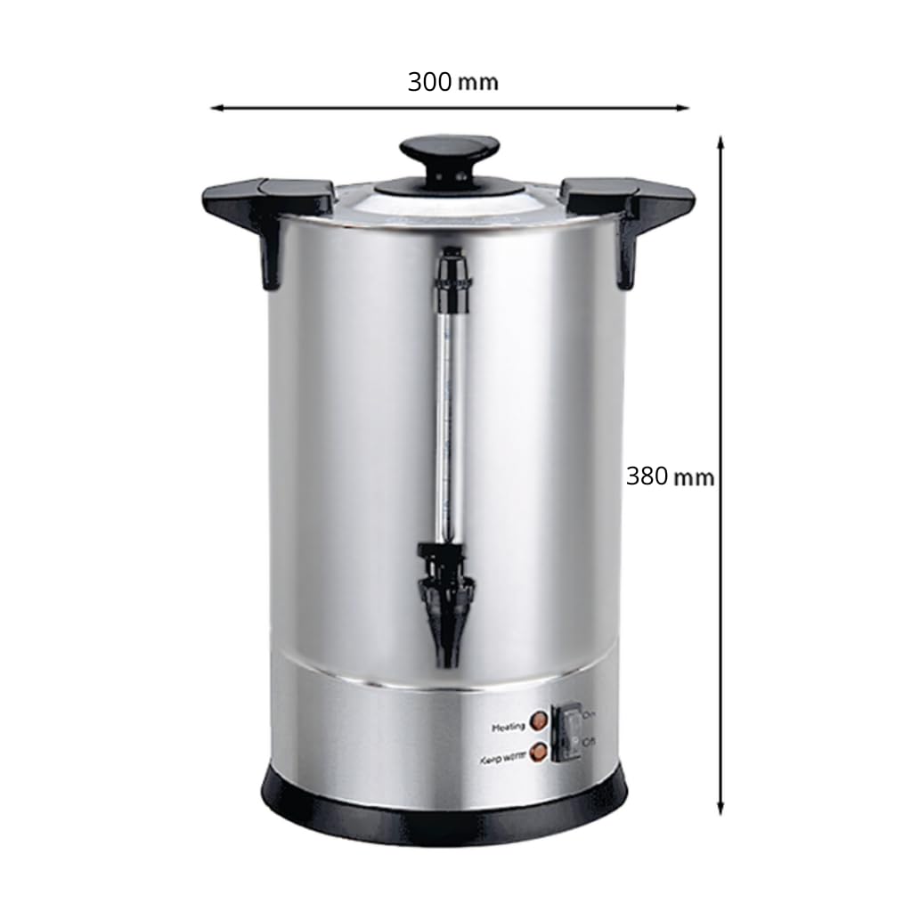 Percolateur à Café Inox 6L – 950W – Machine à Café Professionnelle 40 Tasses – Chauffe Rapide – Robinet Anti-Goutte – Température 90-92°C – Jauge de Niveau – Panier Inclus – Inox Simple Paroi