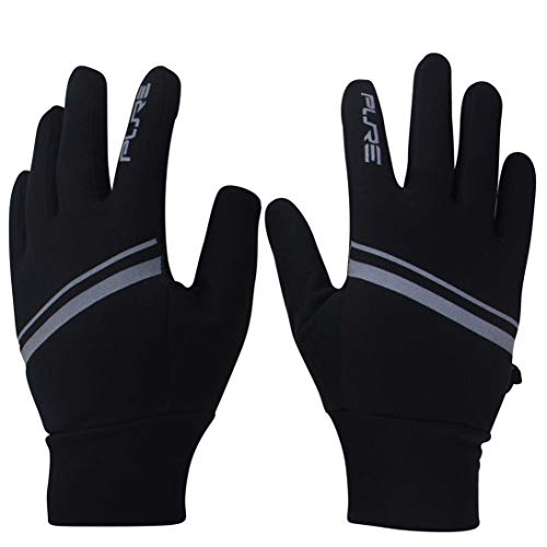 Luvas de corrida leves para homens, mulheres – tela sensível ao toque, inverno frio, Preto, Medium