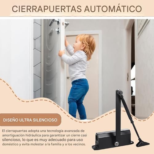 Cerrador de puerta hidráulico para dormitorio y baño con cierre automático 3
