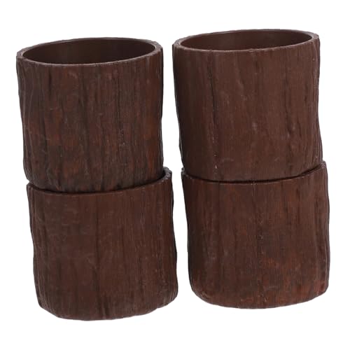 Pots de fleurs imitation bois au design miniature rustique en PP