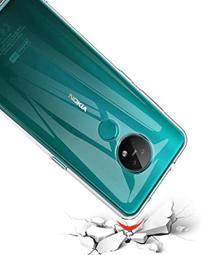 Image of COVERBLACK Rubber Silicone Transparent Back Cover for Nokia 7.2 - Transparent