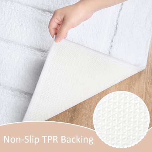 HOMORE White Bathroom Rug 24x54 Inch Soft Absorbent Bathroom Runner Rug, Washable Bath Runners Rugs Non Slip Long Bath Rug for Shower Tub by HOMORE - Image 4