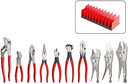 TEKTON Gripping, Cutting, and Locking Pliers Set with Rack (10-Pi...