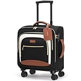 Lifeamar Underseat Carry On Luggage with Wheels 18x14x8 Airline Approved, 16-inch Softside Spinner Suitcase Under Seat Personal Item Travel Bag, Compact Rolling Luggage for Business & Weekend