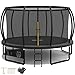 Devoko Trampolin Outdoor Ø 228/305/366/427 cm, GS-Zertifikat, Kindertrampolin Gartentrampolin mit Sicherheitsnetz, Rundes Riesentrampolin mit Leiter und Schuhbeutel