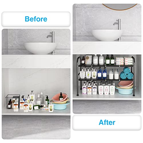 Atidie Under Sink Organizers And Storage, 2 Tier Under Sink Organizer Expandable Cabinet Shelf Organizer With 8 Detachable Panels For Kitchen Bathroom Storage #TOP2