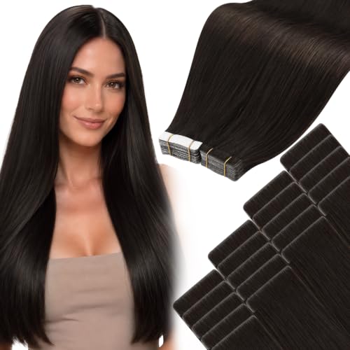 Moresoo Injected Tape in Hair Extensions Remy Human Hair Dark Brown 14 Inch
