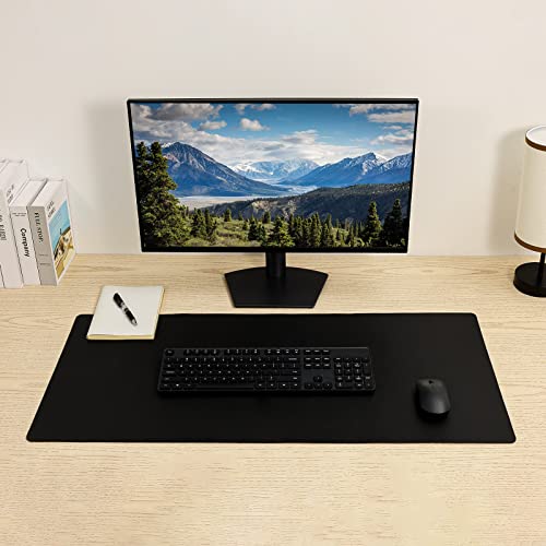 Leather Desk Pad,Wolaile 36x17 inch Large Mouse Pad,Waterproof Non-Slip Writing Desk Blotter,Computer Mat Desktop Protector for Office Home,Black - Thumbnail 5