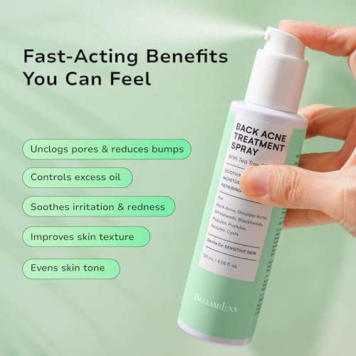 Image of BellamiLuxx Back and Body Acne Treatment Spray: 2% Salicylic Acid & Tea Tree Oil Bacne Spray for Clear, Soothe & Moisturize - Effective for Men, Women, Teens with Back, Shoulder, Arm, and Chest Acne
