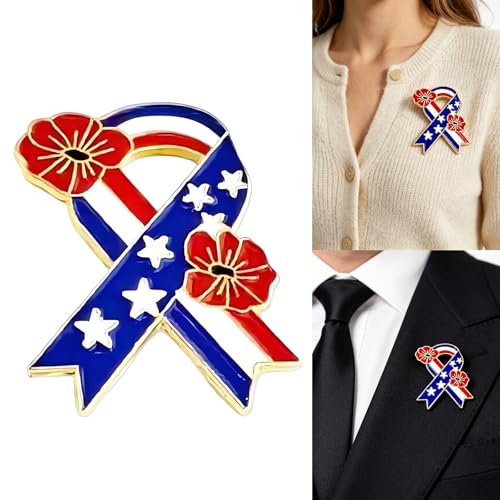 Broche drapeau américain fleur avec étoiles pour veste chic - 2