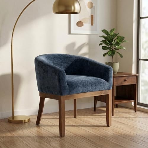 Sillón tapizado Azul con patas de madera miniatura 1