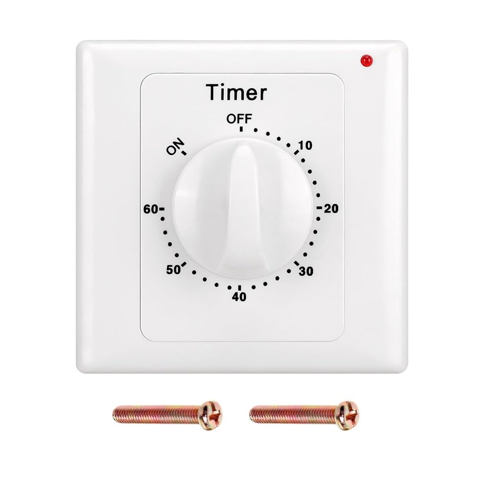 Wvzong White Mechanical Countdown Timer Socket - 60 Minute Programmable Switch, 220V 10A, Electrical Appliance Controller