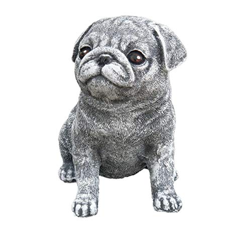 Statue chien Carlin, au gel et aux intempéries-massif en pierre … Cover