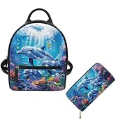 Showudesigns Dolphin Mini Backpack Purse for Women Shoulder Bag Zipper Back Pack Daypack Travel A...
